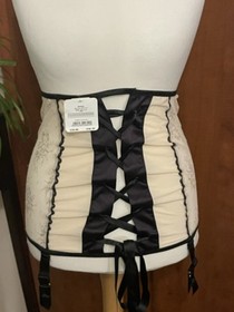 Ann Summers Suspender Skirt Size 12 Elouise Nude Black Silver Corset Girdle New