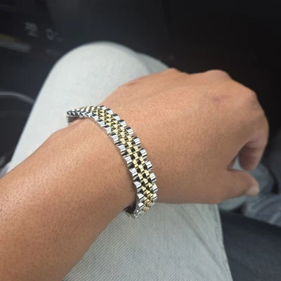 18K Gold Filled Stainless Steel 10MM Mens Rolex Style Bracelet - Image 1 of 4