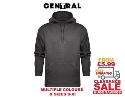 Men’s Plain Hoodie - Soft Fleece Pullover Sweatshirt - Warm Winter Hooded Jumper - Image 1 of 4