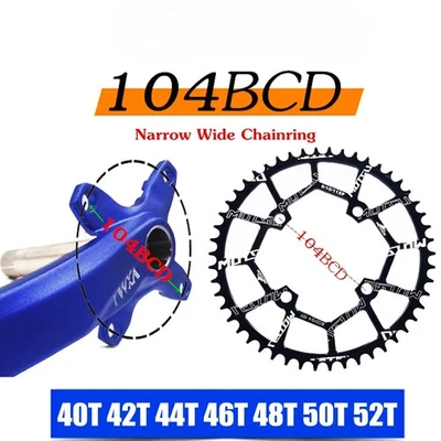 Mountain Bicycle Chainwheel 104BCD Crank Round Narrow Wide Chainring 40T-52T - Image 1 of 4