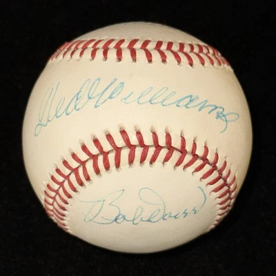 Ted Williams & Bobby Doerr Signed Autographed Baseball JSA LOA Boston Red Sox - Image 1 of 4