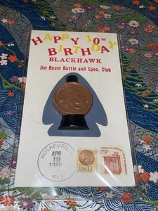 JIM BEAM DÉCIMO CUMPLEAÑOS BLACKHAWK con sello BOTELLA CLUB DE ESPECIALIDADES RARO - Imagen 1 de 2