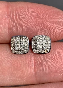 9 Carat White Gold Diamond Cluster Earrings Boxed  - Picture 1 of 10
