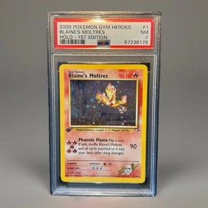 Blaine's Moltres 1st Edition Holo Gym Heroes 1/132 PSA 7 SWIRL 🌀🌀 - Bild 1 von 2