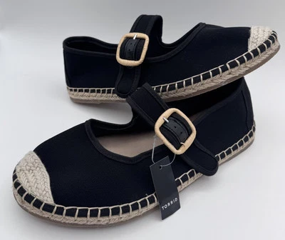 Alpargata Torrid Mary Jane Sandalia Plana Negra Bronceada Hebilla 8WW Nueva Etiqueta Foto 1 de 4