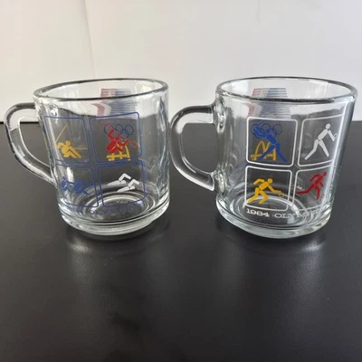 Vtg 1984 McDonalds XXIII 23rd Los Angeles Olympic Glass Coffee Mug Cup Set Of 2 - Image 1 of 4