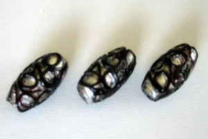 Puffed Murano Lampwork Glass Beads Silver with Purple Design Foil Quantity 3 - Picture 1 of 2