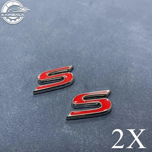 2x Chrome Red For Corolla ' S ' Sport Rear Trunk Tailgate Emblem Badge Metal New - Picture 1 of 5