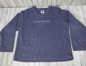 Harley Davidson Women’s V Neck Blue Cotton Sweater Long Sleeve Size Large OD6 - Picture 1 of 8