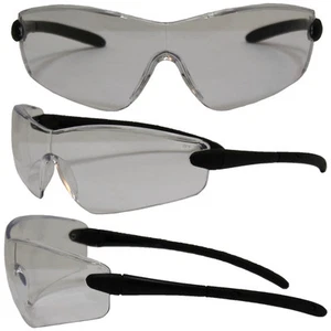12 GLOBAL VISION SATURN ANSI Z87.1 SAFETY GLASSES BLACK FRAME CLEAR LENS - Picture 1 of 2