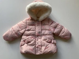 Disney Baby Girls Jacket Minnie Mouse Pink Hooded Zip Up Coat 3-6 Months - Picture 1 of 7