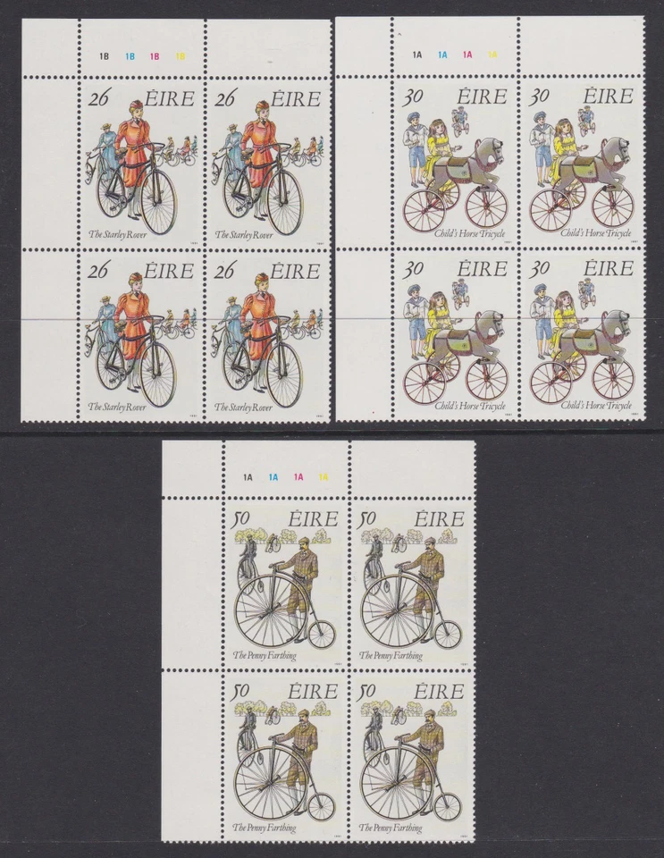 爱尔兰,斯科特 #824-826:板块(3),全新邮票 - 1991 年爱尔兰周期 — 第 1/1 张图片