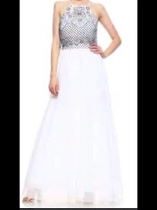 Abito da ballo formale nuovo ballo matrimonio marca Teeze Me vestito bianco e nero - Foto 1 di 11