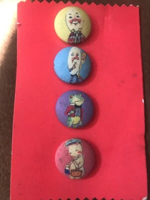Vintage Lilac Bow Yoke Set of FOUR Printed Fabric Nursery Rhymes 7/8" Buttons - Image 1 of 3