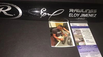 Eloy Jimenez Chicago White Sox Autographed Signed Engraved Bat JSA COA Black A - Image 1 of 2