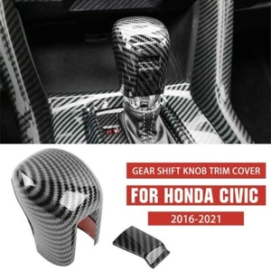 ABS Carbon Fiber Gear Shift Knob Handle Cover Molding Trim For Honda Civic 10th - Bild 1 von 11