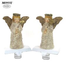 Teena Flanner ANGEL W/ STAR 7" Stocking Hanger Set 2 Midwest Cannon Falls 2003