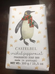 CASTELBEL CrushedPeppermint ScentedBarSoap 10.5 oz Penguin 3D scarf Portugal New - Picture 1 of 8