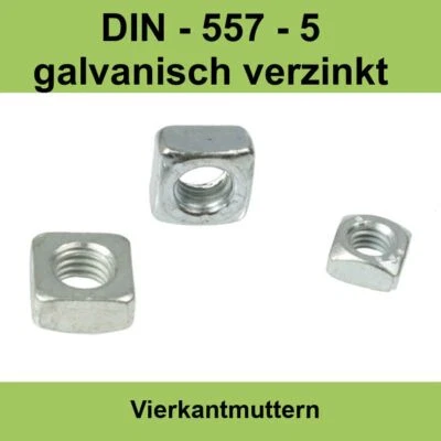 DIN 557 M5 verzinkt 05. Vierkantmuttern galvanisch hohe Form Stahl VierkantAußen - Bild 1 von 3