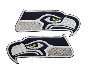 Seattle Seahawks NFL Football 2PK Sleeve Embroidered Iron On Patches 4" x 1.75" - Picture 1 of 4