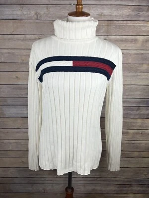 Suéter de cuello alto ajustado acanalado bloque de color grande Tommy Hilfiger Jeans vintage Foto 1 de 4