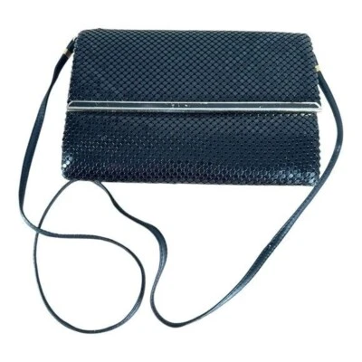 Whiting & Davis 黑色网眼单肩包复古 20 世纪 90 年代复古晚礼服盖茨比 — 第 1/4 张图片