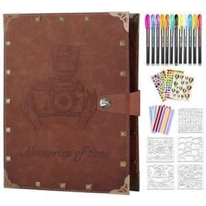 DIY Scrapbook Photo Album 60 Pages Leather Memory Photo Book 8.5x11 inchVinta... - Picture 1 of 9