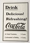 1905 original COCA ~ COLA Coca-Cola vintage annonce texte grasse ~ boisson délicieuse ! Rafraîchissant !