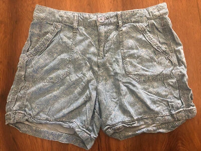 Pantalones Cortos Florales Gloria Desteñidos Mujer Talla 6 Azul Claro Diseño Geométrico, Bolsillos Foto 1 de 4