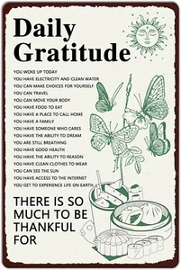 Room Aesthetic Decor Daily Gratitude Inspirational Metal Tin Sign, Green Boho Of - Picture 1 of 12