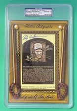 2011 HA LEGENDS OF THE HALL RICKEY HENDERSON AUTO HOF PLAQUE 26/75 PSA/DNA 10