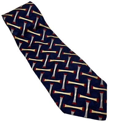 Галстук галстук мужской Daniel Hechter синий многоцветный 100% шелк геометрический узор США - Изображение 1 из 4