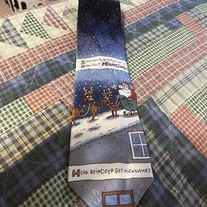 Christmas Santa Holiday necktie reindeer prancer John Ashford Tie Novelty Funny - Picture 1 of 5