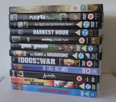 Classic War DVDs x 12 Bundle UK PAL 2, Platoon, Darkest Hour, Iwo Jima.. - Image 1 of 2