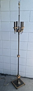 Antique Bronze Gothic Heavy Floor Lamp 4 light Fine Hight Quality Prob Crest 68" - Picture 1 of 15