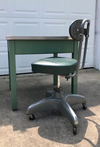 Set Industrial Lab Table Weldwood with Tanker Office Chair Cosco 1967 Cover