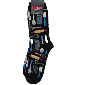 HotSox Crew Socks Women Boy Cooking Kitchen Tools Spoon Chef Knife Whisk NWT NEW - Picture 1 of 9