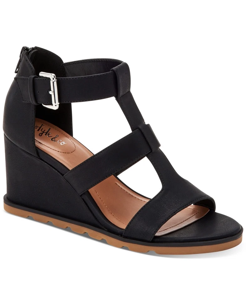 Sandalias de gladiador Style & Co. Marionn de cuero sintético negras para mujer talla 8,5 m Foto 1 de 1
