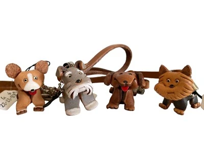 牛皮 4 狗钥匙扣钥匙扣礼物日本制造手工制作 — 第 1/4 张图片