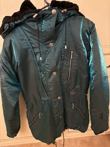 Vintage Nils Skiwear Snowboard Hooded Parka Turquoise Size 6 NWT - Picture 1 of 18