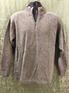 Woolrich Sweater M Shale Heather 100% Wool Knit 1/4 Zip Outdoor unisex gray tan - Picture 1 of 9
