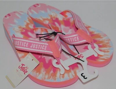 Sandalias para niñas Justice talla 5 6 tanga cuña chanclas Foto 1 de 4