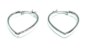 Orecchini a cerchio dormiente cuore in argento sterling 925 chiusura a scatto, 35 mm - Foto 1 di 3