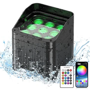 Waterproof Par Light RGBWA+UV Power Rechargeable App DMX 225W Stage Effect Light - Picture 1 of 14