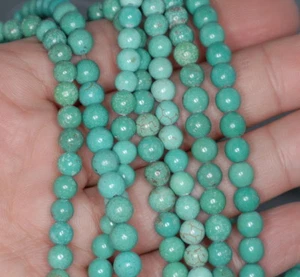 6MM TURQUOISE ROUND HOWLITE GEMSTONE LOOSE BEADS 16" - Picture 1 of 4