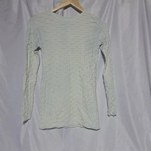 Tees by Tina Women's OS Fits Most Long Sleeve Textured Lattice Stretch Top White - Picture 1 of 5