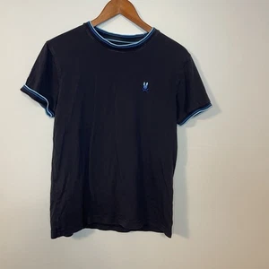 Psycho Bunny Shirt Herren XS dunkelblau Borte Pima Baumwolle Rundhals gesticktes Logo - Bild 1 von 7