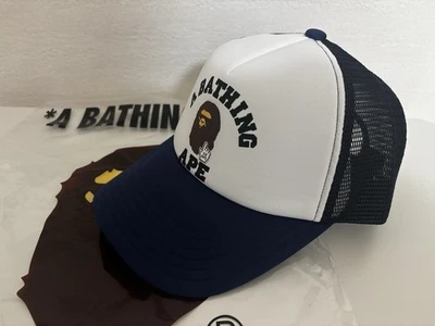 Auténtico mono de baño bape go ape puntero universidad malla gorra camionero sombrero azul marino Foto 1 de 4