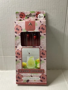 Wellness Marienkäfer Symbol wiederverwendbare Glas Strohhalme 6er Pack mit Reinigungsbürste - Bild 1 von 3