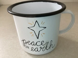 Creativeco-op emaillierter Blechbecher Peace on Earth mit Bethlehemstern Weihnachtstasse - Bild 1 von 4